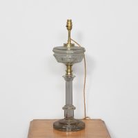 A Converted Victorian Brass &amp; Glass Oil Lamp