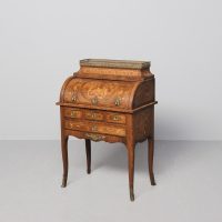 Superb marquetry inlaid walnut Louis XV style ladies writing desk in original condition