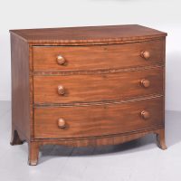 Neat-Sized George III Inlaid Bow-Fronted Mahogany Chest of Drawers