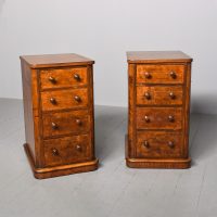 Pair of Large Burr-Walnut Bedside Pedestals