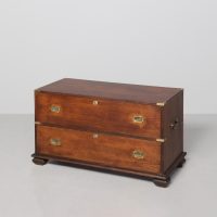 Victorian small-sized military (campaign) mahogany chest of drawers