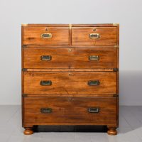 Original Victorian mahogany two-part military chest with brass carrying handles
