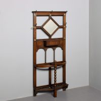Neat-sized Arts and Crafts influence mirror-back oak hall stand
