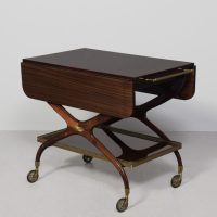 Retro Mahogany and Brass Two-Tier Trolley