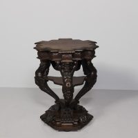 Flemish Walnut Profusely Carved Hexagonal Center Table
