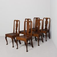 Rare set of 6 George 1st figured-oak, cabriole-leg dining chairs with a wonderful colour and patina.