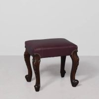 William IV leather upholstered, carved mahogany Scottish stool in the manner on Mein of Kelso