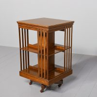 Quality oak two-tier Edwardian revolving bookcase