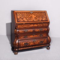 Magnificent Dutch Marquetry Inlaid Mahogany Bureau in Pristine Condition