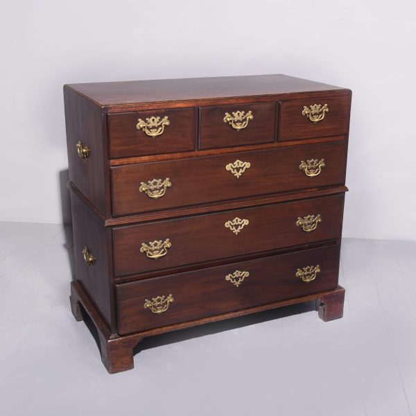 George II Mahogany 2 Part Military Chest
