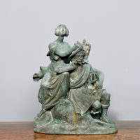 Rare large bronze figure of a seated Highland chief and muse