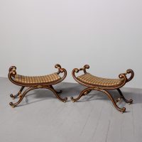 Pair of Regency Style Scumbled &amp; Gilded Window Seats