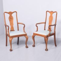 Quality Pair of Mahogany Queen Anne Style Arm Chairs
