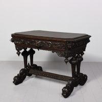 Carved Oak Mythical Dolphin Table