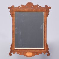 Late Victorian inlaid and fretted Chippendale-style wall mirror