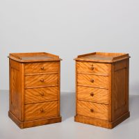 Pair of mid Victorian neat-sized satin birch chests of drawers