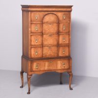 George II Style Burr Walnut Chest on Stand
