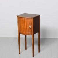 Inlaid mahogany bow front Sheraton style bedside locker