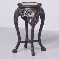 Qing Period Marble Inset Carved Hardwood Chinese Plantstand