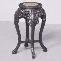 Qing Period Carved Hardwood Marble Inset Chinese Stand