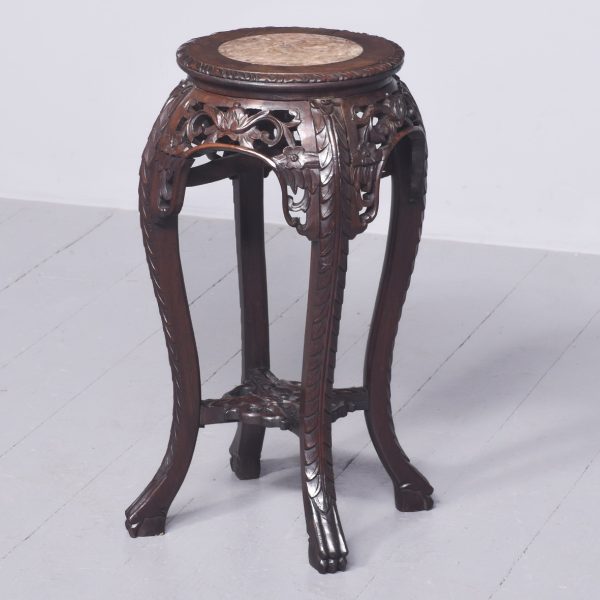 Qing Period Chinese Hardwood Marble Inset Plantstand