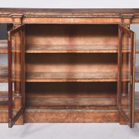 Magnificent Victorian Burr Walnut and Burr Elm Inlaid Credenza