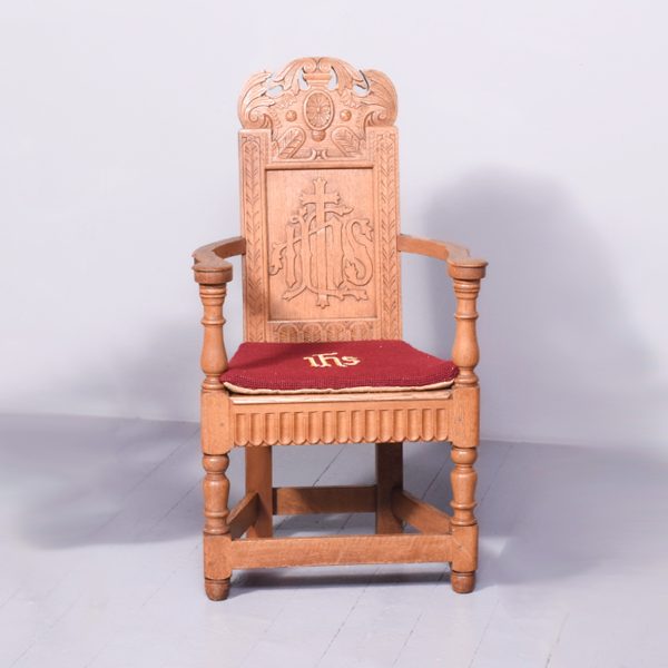 A Carved Oak Throne Chair