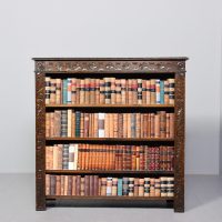 Flemish carved oak, 19th-century open bookcase of desirable proportions