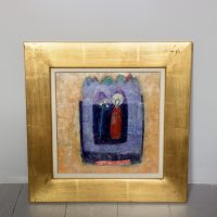Original mixed media and oil painting by Catriona Mann, Edinburgh, titled “Icon”.