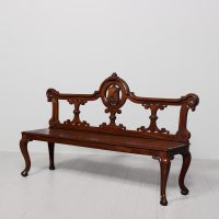 William IV carved mahogany hall bench, by eminent Liverpool cabinetmakers Blain