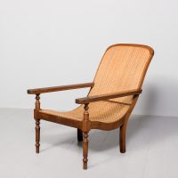 19th-century rattan wicker-upholstered Anglo-Indian hardwood planters chair