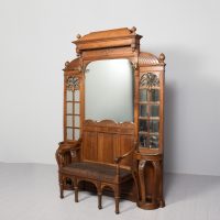 Exhibition Quality French Carved Walnut Art Nouveau Hallstand/Stickstand /Bench.