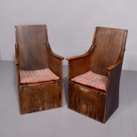 Pair of Solid Oak Hall Seats