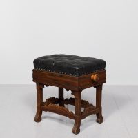 Professional Adjustable Rosewood and Leather Upholstered Piano Stool