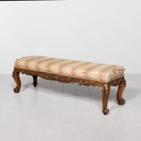 Large carved mahogany cabriole leg stool by Robert Strahan of Dublin