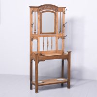 Oak Mirrored-Back Hallstand