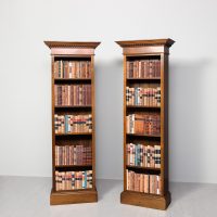 Pair of Victorian mahogany tall, slim 4-shelf open bookcases