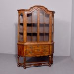 Quality, 19 th Century Dutch burr walnut display case/bookcase with canted sides and a lovely colour and patina