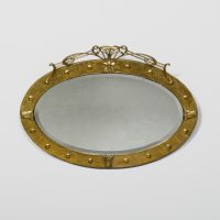 Art Nouveau Oval Brass Mirror