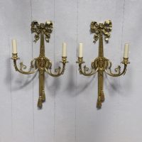 Pair of Adam Style Double Arm Brass Wall Sconces