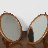 Pair of Edwardian Inlaid Oval Strut or Wall Mirrors