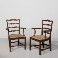 Pair of Mahogany Ladder Back Armchairs