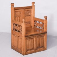 Oak Gothic Revival Hall Seat