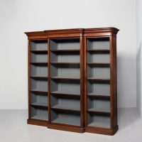 Victorian mahogany, 3-section breakfront bookcase, with 5 adjustable shelves.