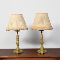 A Massive Pair of Venetian Style Carved and Painted Lamps