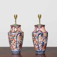 A Large Pair of Meiji Period Imari Period Lamps