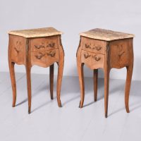Pair of French Marble Topped Side Cabinets