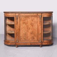 Quality Mid-Victorian marquetry inlaid walnut credenza with lovely colour and patina