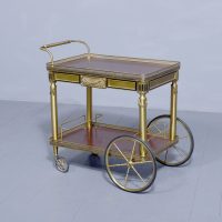 Mid-Century Brass and Mahogany Two Tier Drinks Trolley