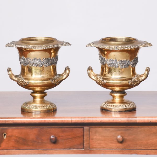 Pair of Gilded Willian IV Campana Shaped Wine Coolers